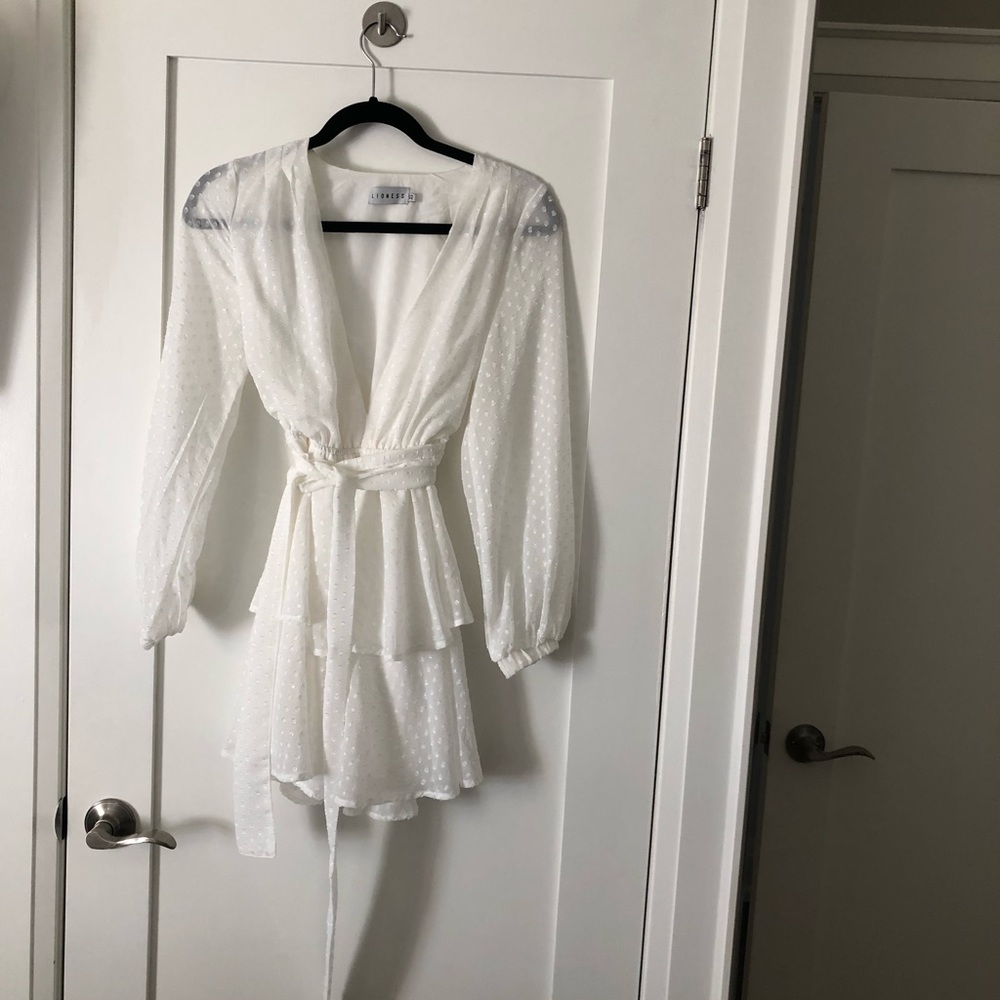 Lioness plunging white dress